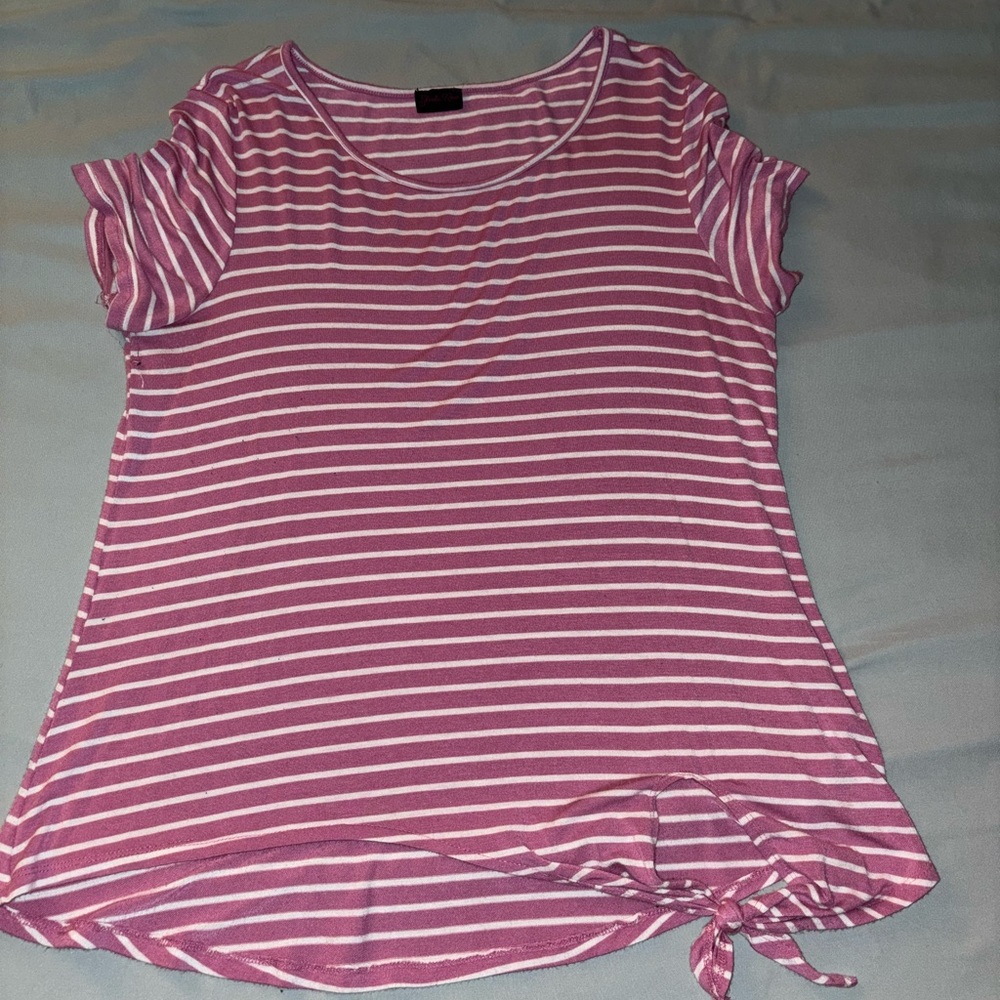 Striped Pink Women's Knot Top